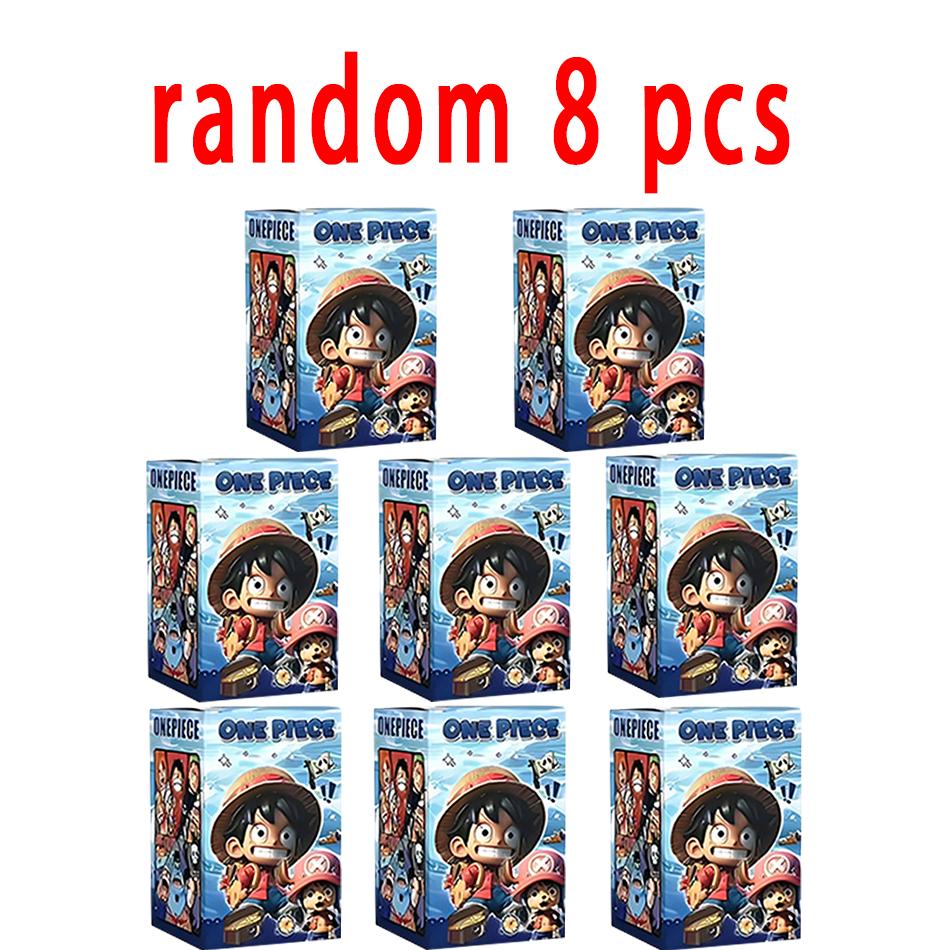 One Piece blind box 1-8pcs Anime Ship Figure Luffy Model Toy kawayi Mini Boat Pirate Ship Navy Going Merry Boat Assembled Model