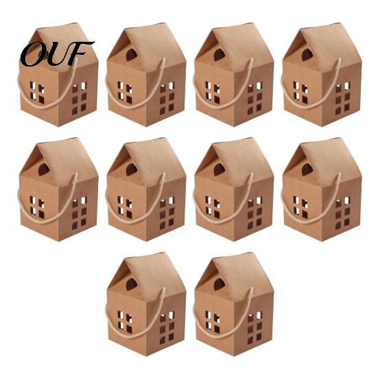 Event Table Centerpiece Decor 10PCS House Shape Cardboard Candy Boxes, Hollow Window Design Containers Decorative Gift Boxes for Weddings with