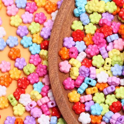 100 шт. 9 мм, модные однотонные фурнитура для DIY, акриловые яркие цвета, форма цветка, многоцветные ювелирные аксессуары, ожерелье, изготовление браслетов