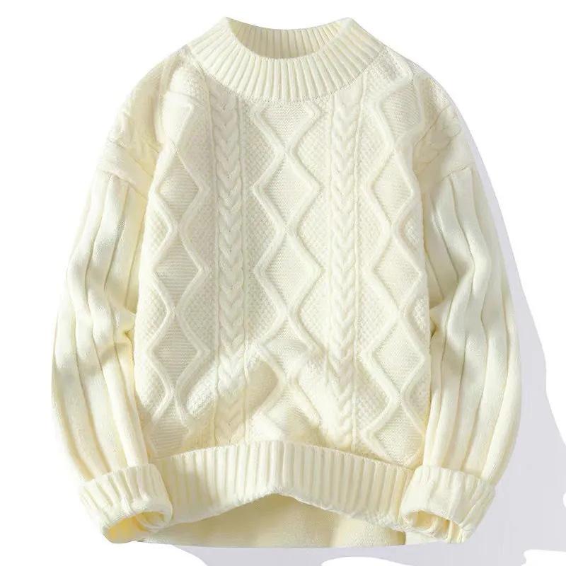 Утолщенный свитер, женский осенне-зимний теплый удобный мягкий пуловер с круглым вырезом, однотонные вязаные топы