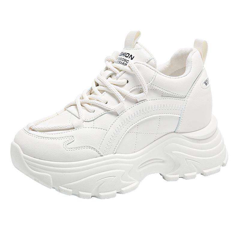 Fashion New White Chunky Women's Sneakers 2024 Autumn Winter Thick Bottom Vulcanized Shoes Woman Fashion PU Leather Platform Sneakers