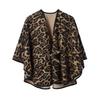 Women Leopard Print Cape Shawl With Belt, Casual Warm Wrap Poncho Coat For Autumn Winter