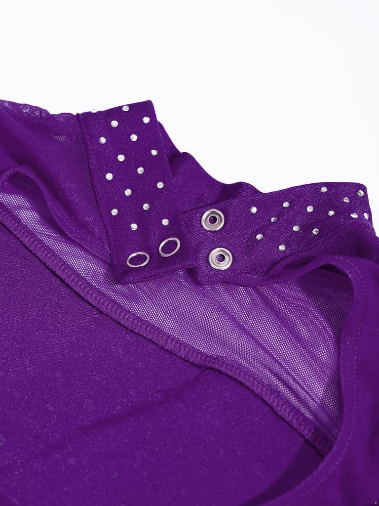 Детский гимнастический трико для девочек, спортивный комбинезон для танцев, боди без рукавов со стразами для танцев и катания на коньках