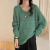 Свитер для женщин Осень Зима Утепленный Пуловер Теплый Вязаный V-образный вырез Эластичный Длинный рукав Оверсайз Джемпер Топы