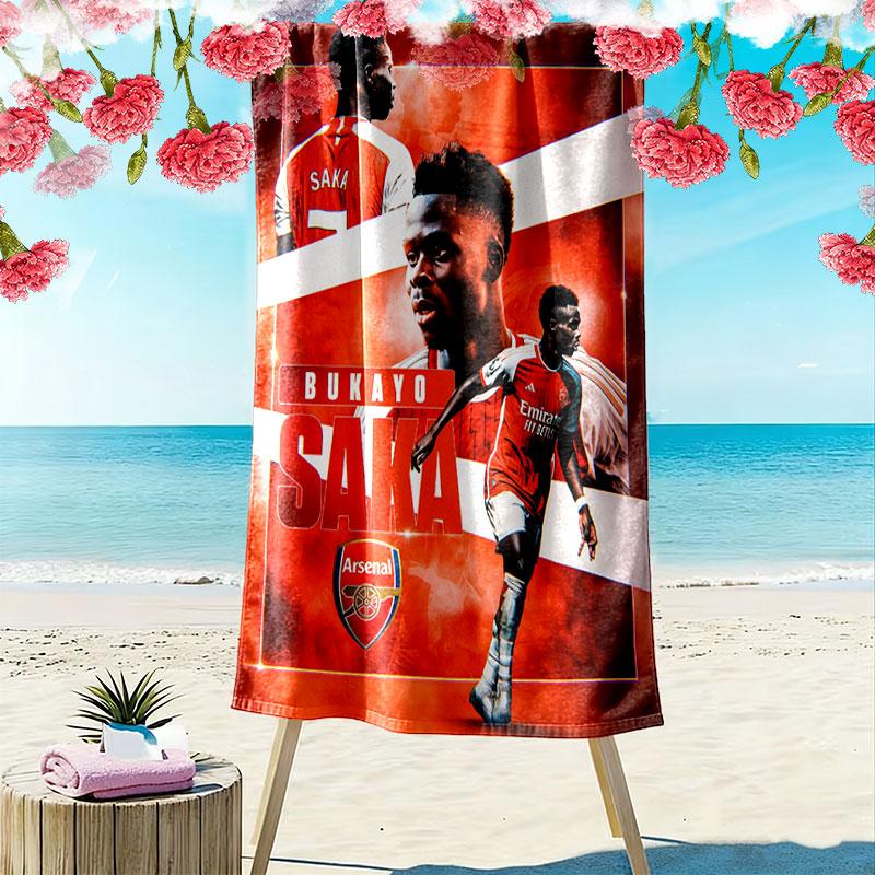 Полотенце для пляжа Bukayo Saka Force, Большое, Мягкое, Быстросохнущее, для Пляжа, Кемпинга, Плавания