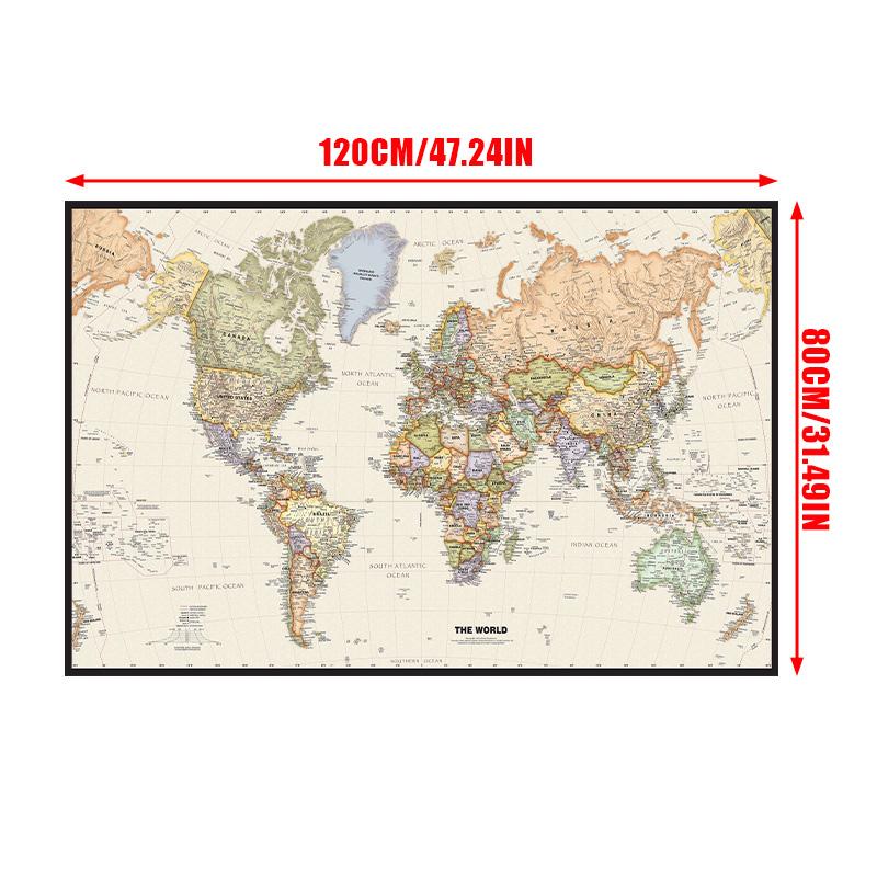 1 шт. Карта мира настенный плакат прозрачный печатный холст картина декоративная подвесная картина офис дом школьные принадлежности без рамки