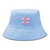 Bucket Hat With Bowknot Pattern Print , Sun Cap Trendy Summer Candy Color Beach Hat