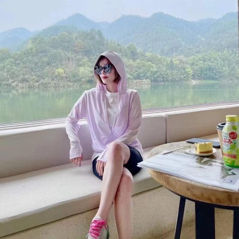 New aibitoo bunny second-generation sunscreen clothing women's UV-proof ice silk zipper hooded long-sleeved sunscreen clothing
