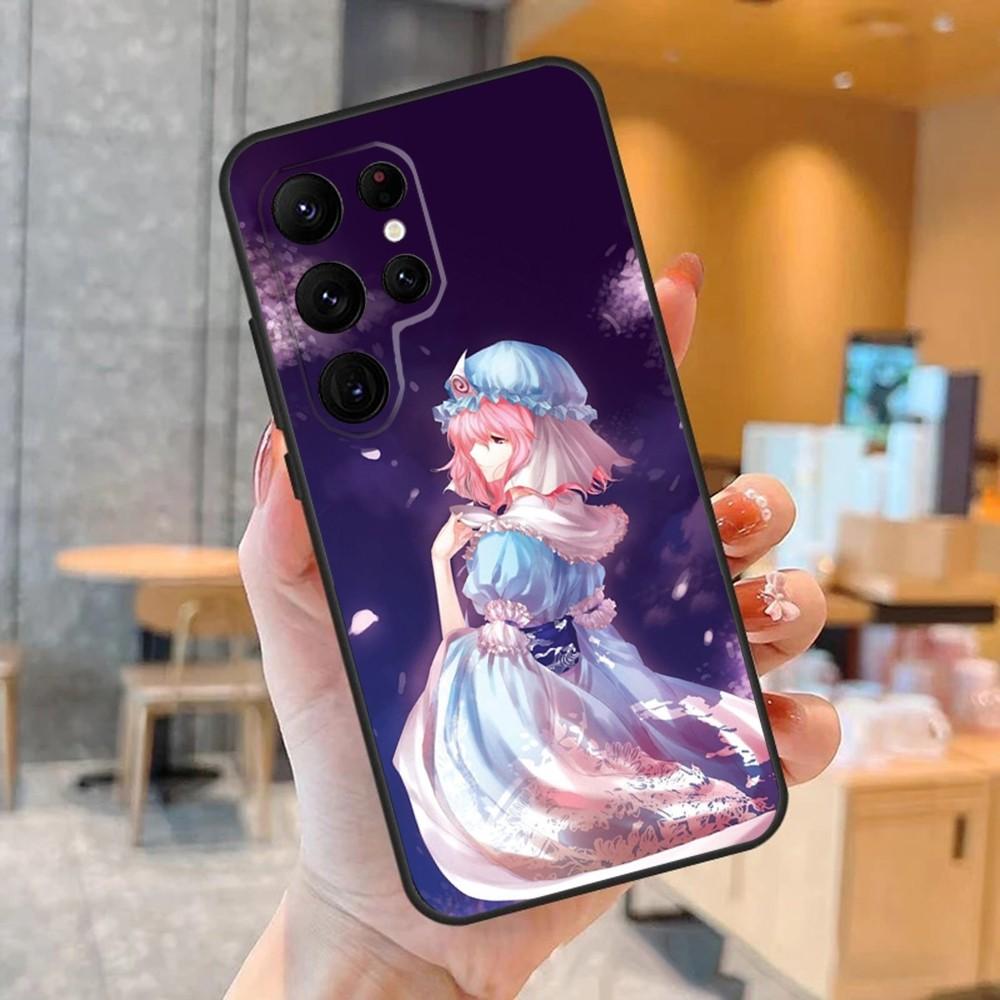 Чехол для телефона Touhou Project Yuyuko Для Samsung S24, S23, S22, S21, Ultra Pro S10, S30 Plus, S9, 20 lite Черный Чехол