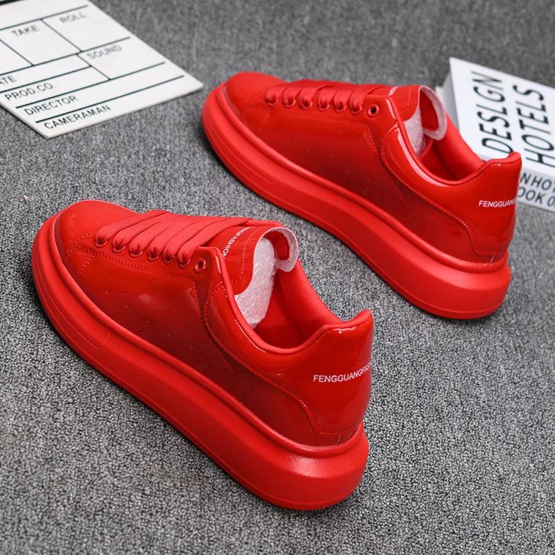 Брендовые модные мужские туфли, черные, глянцевые, на толстой подошве, белые, мужские кроссовки, универсальные, для пар, спортивные и повседневные, теннисные туфли для мужчин