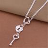 Charms 925 Silver Special Key Love Heart Chain Necklace For Women Wedding Fashion Costume Jewelry Couple Gifts