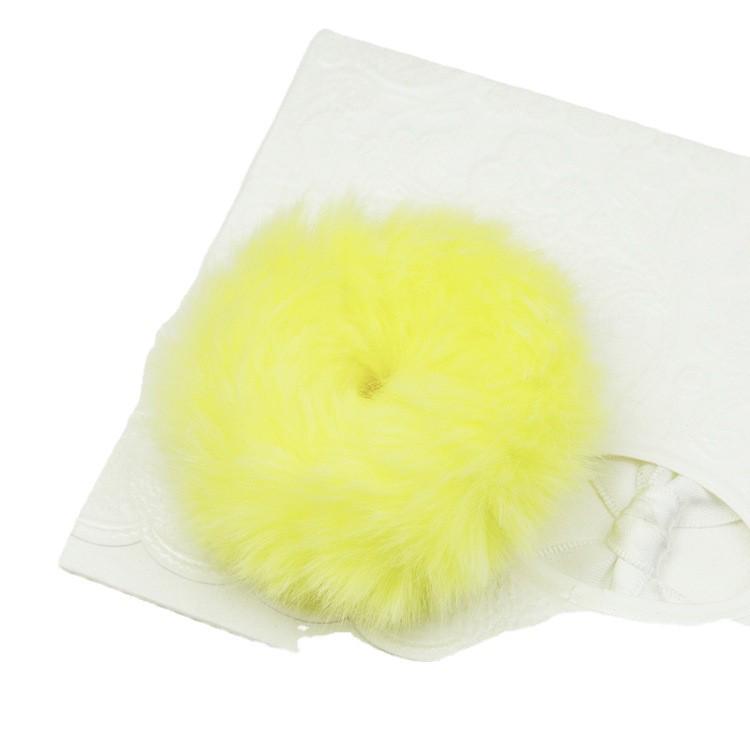 Резинка для волос в корейском стиле с цветком из искусственного кроличьего меха - Плюшевый помпон, эластичная резинка