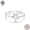 Avle S925 Sterling Silver Blue Turtle Adjustable Ring for Women