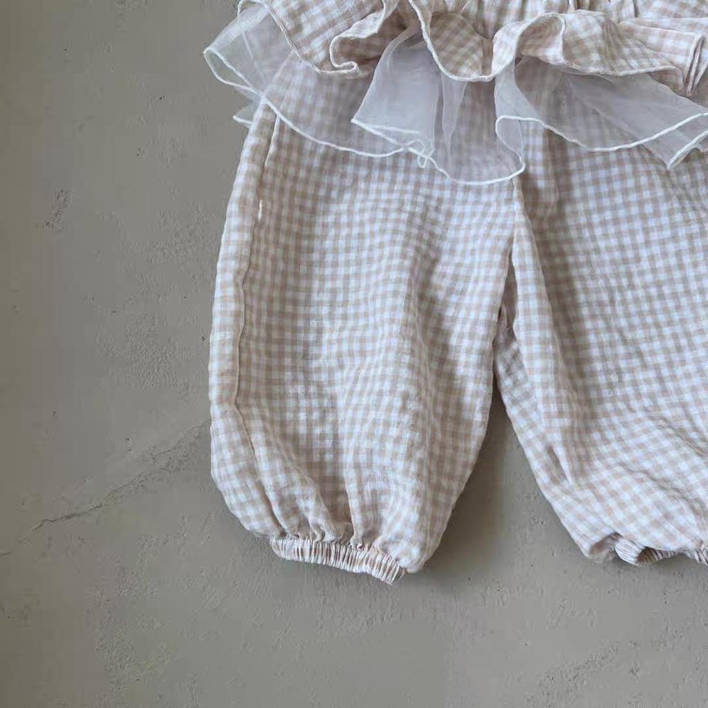 Korean Spring Style Girls' Toddler Sweet Lace Plaid Mesh Pants Skirt