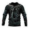 Весна Осень Мужская мода Повседневная толстовка с капюшоном 3D Череп Принт Мужчины Ужасы Пуловеры Толстовки Уличная одежда Спортивный костюм Большие топы