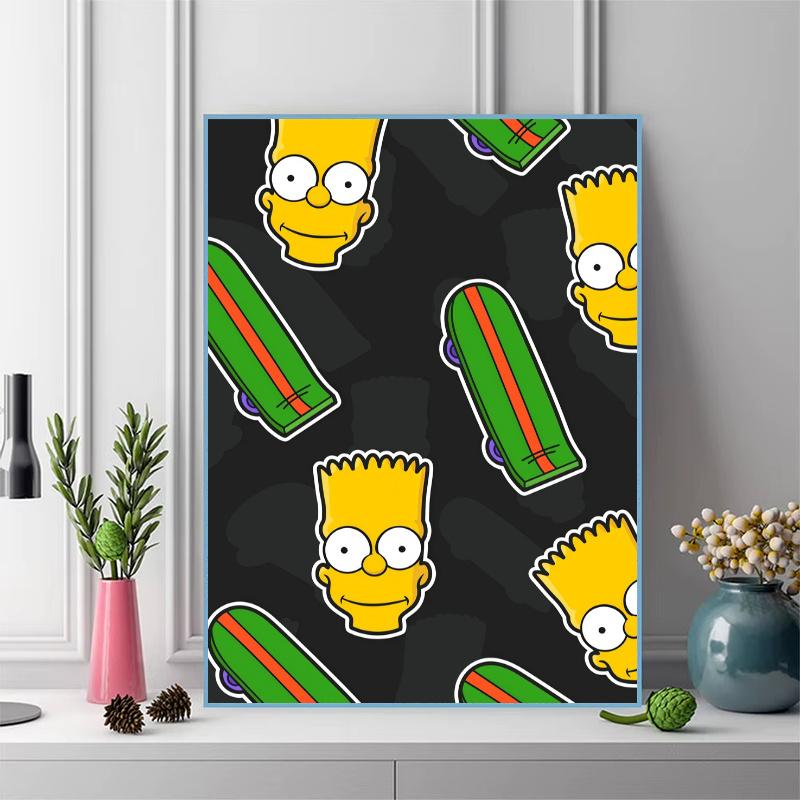 Bart Simpson Pattern 3pcs 100% Round Full Drill 5D DIY Diamond Painting Embroidery Cross Stitch Rhinestone Décor