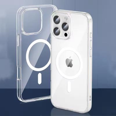 Магнитный прозрачный чехол для телефона для Magsafe для iPhone 17 16 15 14 Plus 13 12 11 Pro Max Mini Беспроводная зарядка Задняя крышка