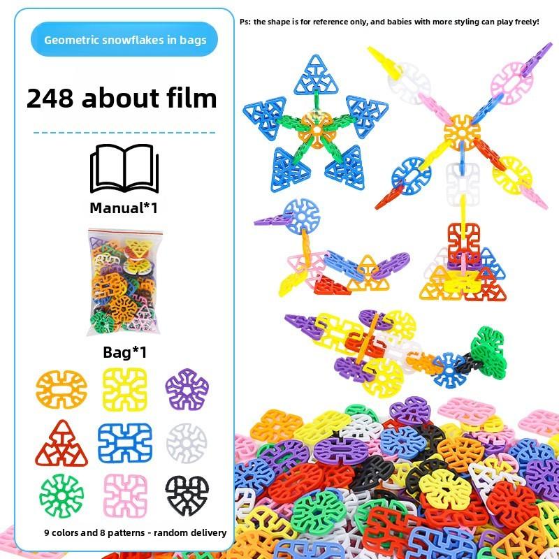Geometric Snowflake Building Blocks Set For Kids With Developmental Educational Toy For Ages 3 To 6