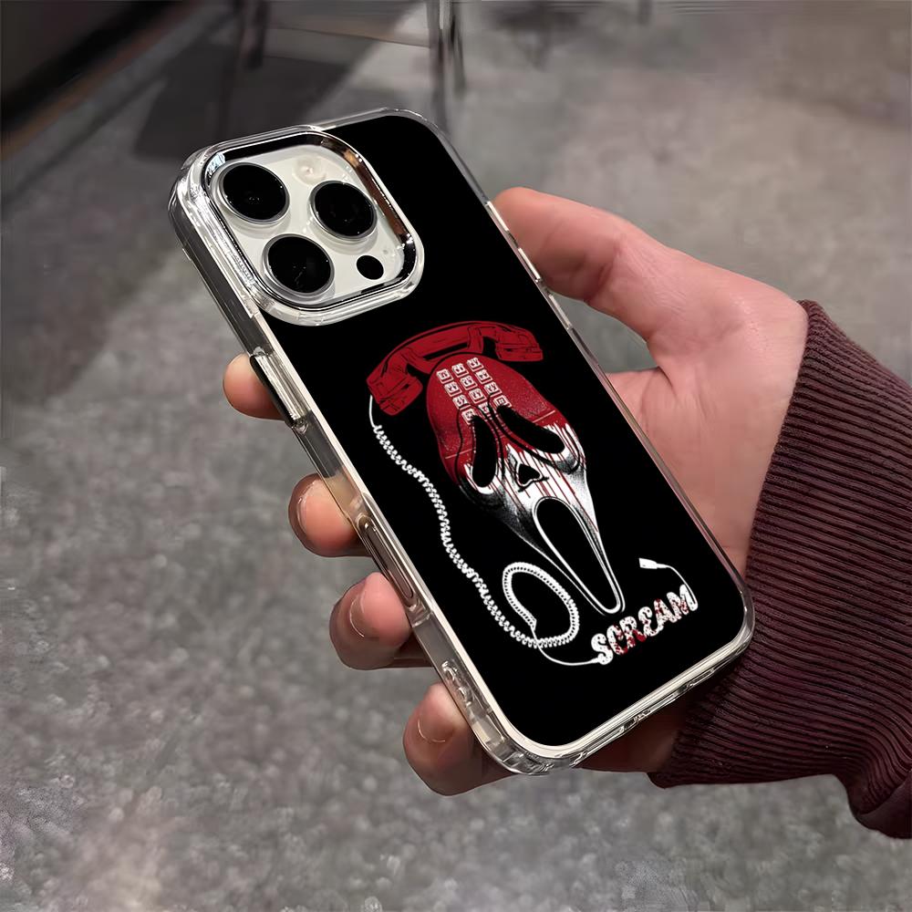 Чехол для телефона на Хэллоуин «Лицо призрака Крик» Для iPhone 17 Air 16 E 15 14 13 12 11 Plus Pro Max Гальванизированный Прозрачный Мягкий Чехол