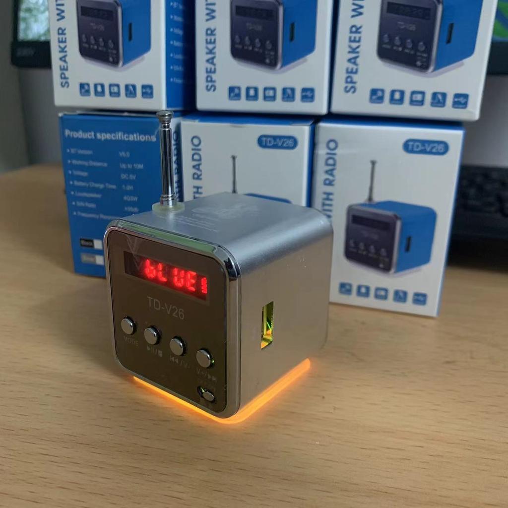 Портативная цифровая Bluetooth-колонка TD-V26, мини-радиоприемник FM, ЖК-дисплей, стереодинамик, поддержка карт SD/TF