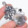Natural Moss Agate, Onyx Gemstone 925 Sterling Silver Jewelry Pendant 2.99" E5f57