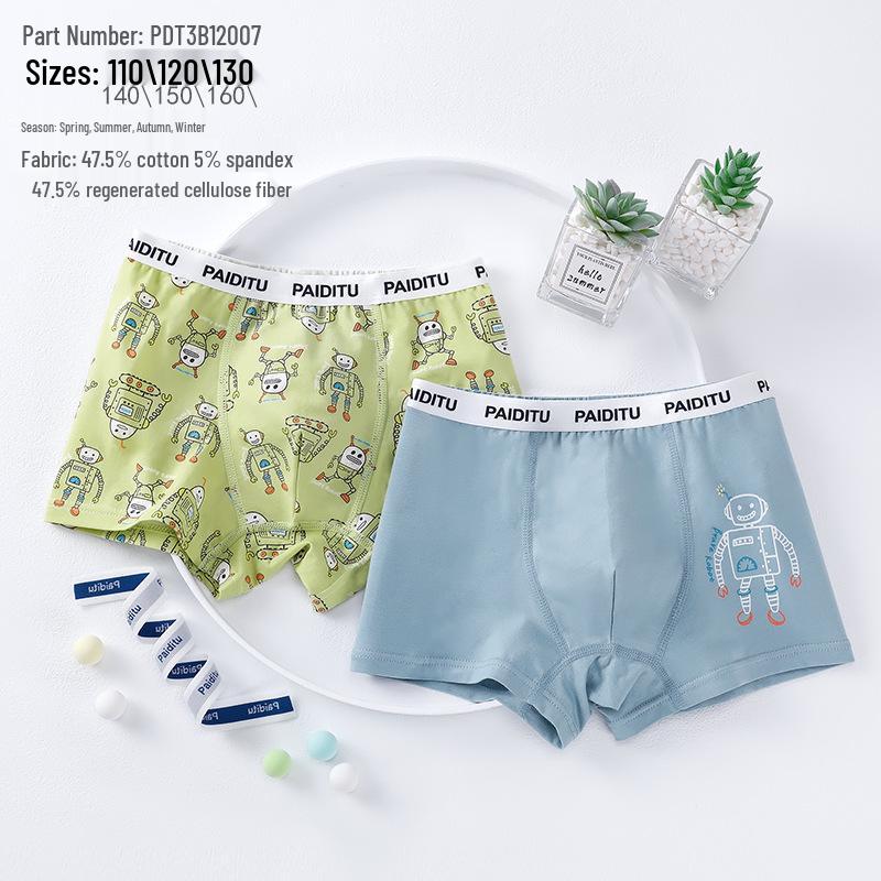 Детские дышащие боксеры-брифы из чистого хлопка и модала, влагоотводящие, упаковка 50 штук, доступны в размерах S, M, L