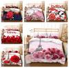 Valentine's Day Home Bedding Single Bed Double Bed Full Size Rose Print Pillowcase and Quilt Cover 2/3 Sets of Couple Bedroom Bedding