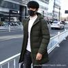 Mens Mid-Length Hooded Puffer Jacket Winter Warm Cotton Coat Black Gray Army Green