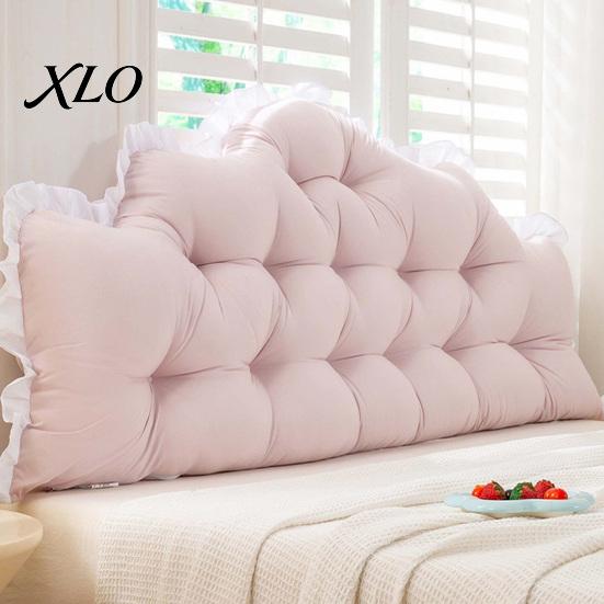 Cushion for Dorm Room Headboard with Ruffle Trim, Pillow, Crown Shape, Bed Soft Support Reading Wedge Pillow College Bedroom Decor, Back Plush Fleece