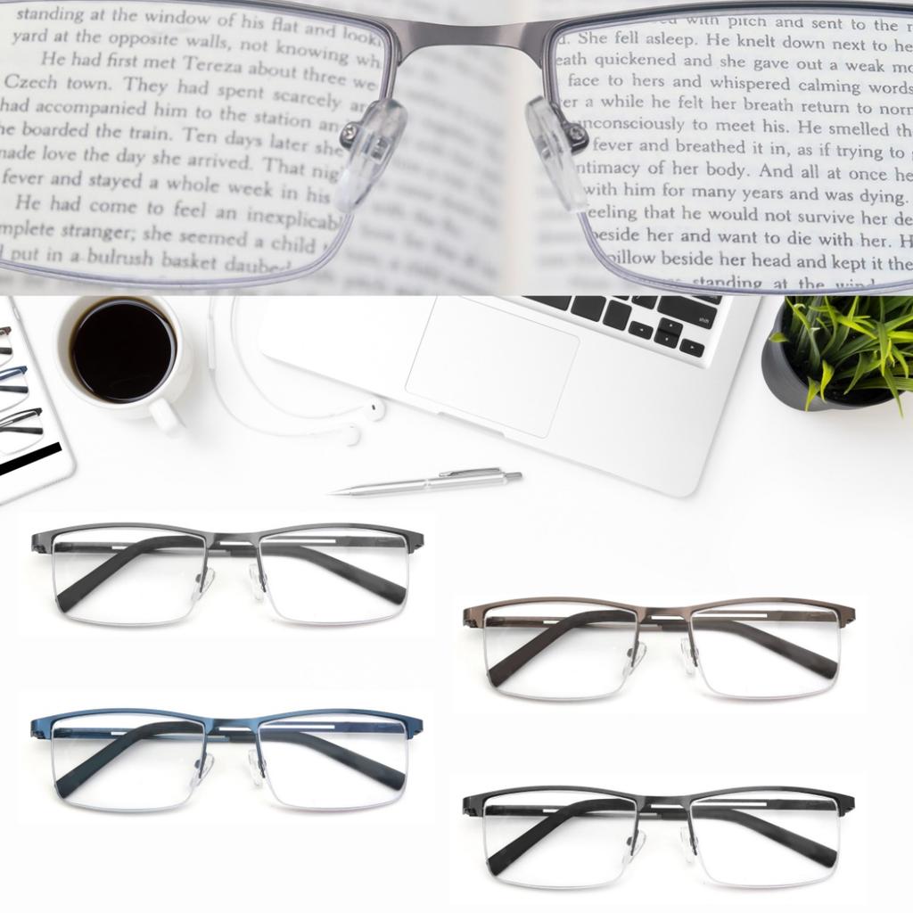 Очки для чтения с синим светом Мужские Компьютерные Очки Антибликовые Металлическая оправа с пружинным шарниром Защита UV400 Снятие напряжения глаз