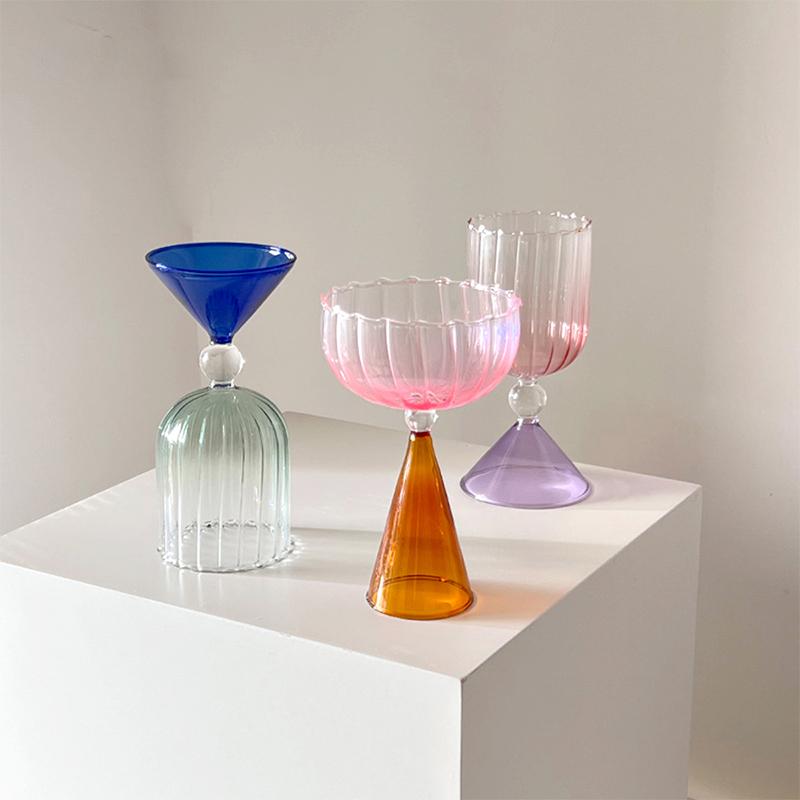 Creative Gradient Glass Champagne Wine Cup Whisky Cocktail Cup Ice Cream Dessert Yogurt Goblet Cup Party Bar Drinkware Supplies