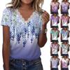 Women's Lace Floral Printed T Shirt V-Neck Short Sleeve Casual Shirts Loose Fashion Blouses Plus Size