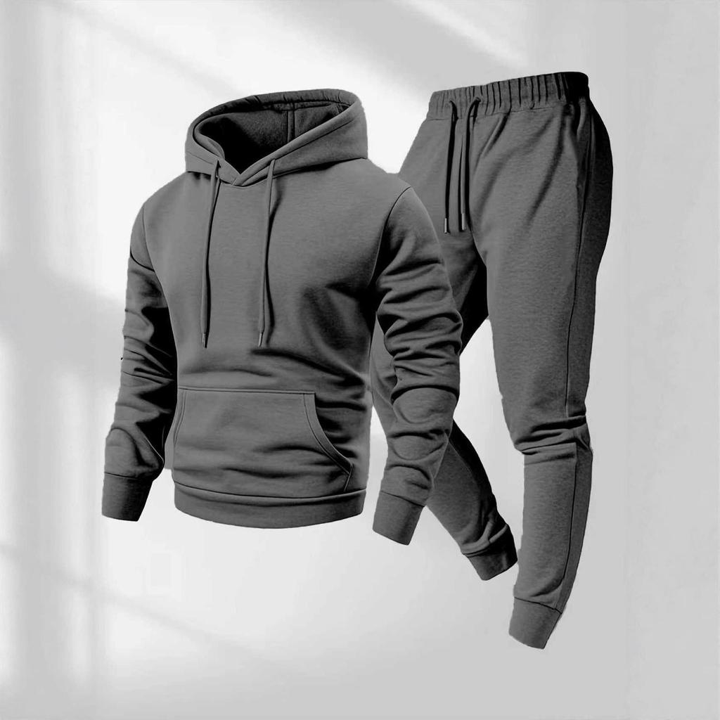 Спортивный костюм-худи и штаны для мужчин, 250 г, модный, однотонный