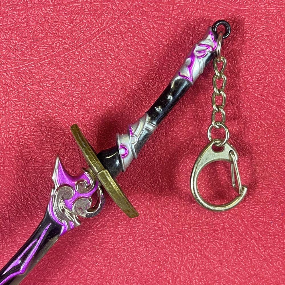 8.6inch Genshin Katana Real Size Japanese Katana Raiden Shogun Ninja Knife Metal Damascus Sword Anime Original Samurai Sabre Toy