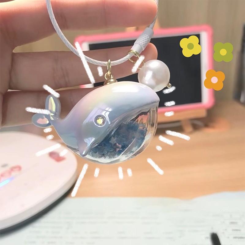 Забавный брелок в виде дельфина с жидкостью для ключей от машины Kawaii Китовый дом, кулон, брелок для ключей, сумки для девочек, брелки, ювелирные изделия, подарки