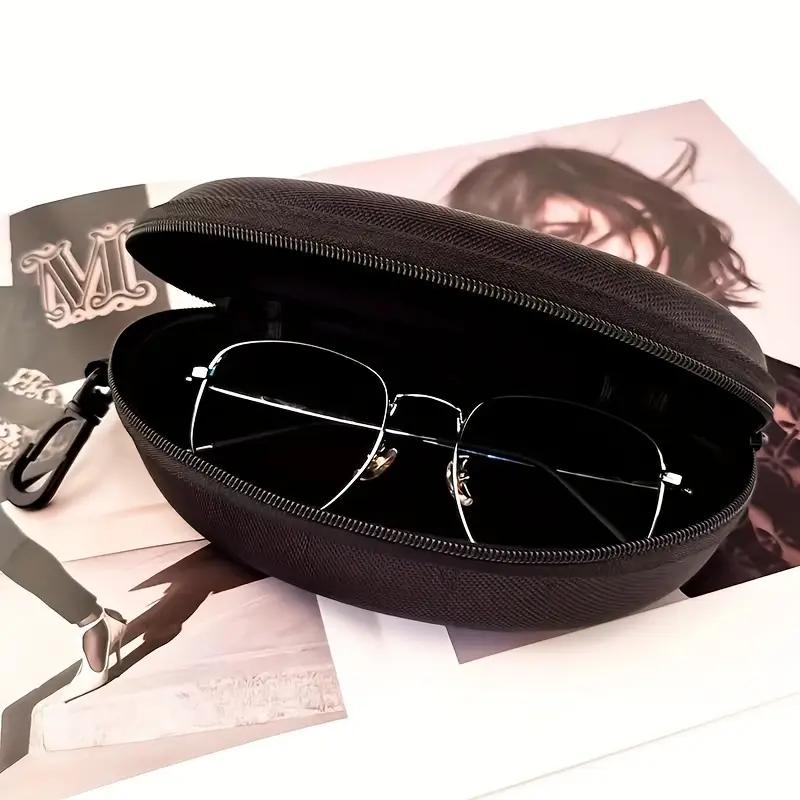 Portable Zippered Eyeglass Case Carabiner Clip Holder,Durable Hard Shell Protective Pouch,Men Women Outdoor Flashlight Storage