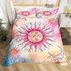 Sun and Moon Duvet Cover Twin Stars Galaxy Constellation Bedding Set Pink Pastel Tie Dye Comforter Cover For Kids Girls Women,Cute Aesthetic