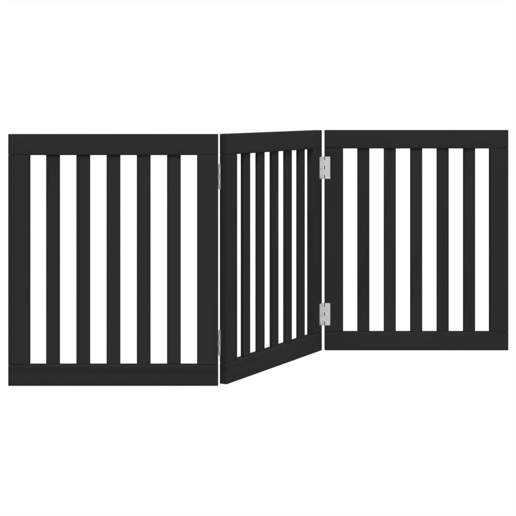 vidaXL 3-tlg. Hundetor Faltbar Schwarz 150 cm Pappelholz