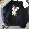 Funny Happy Cat Print Casual Pocket Hoodies Autunm Winter Women's Hooded Clothes Kawaii Graphic Sweatshirts 90s Y2k Streetwear