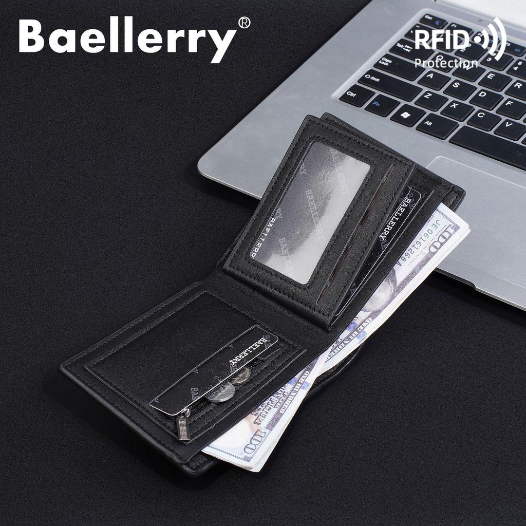 Baellerry Men's Anti-Theft RFID Short Wallet: High-End Card Holder & Coin Purse