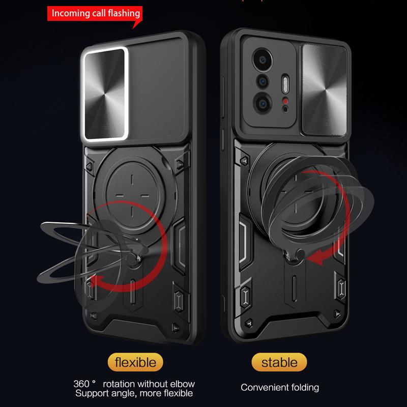 Роскошный противоударный бронированный чехол для Xiaomi Mi 11T 12T 13 Pro Lite Mi11T Mi12T 5G с противоударным кольцом-подставкой, держателем, полностью сдвижными крышками