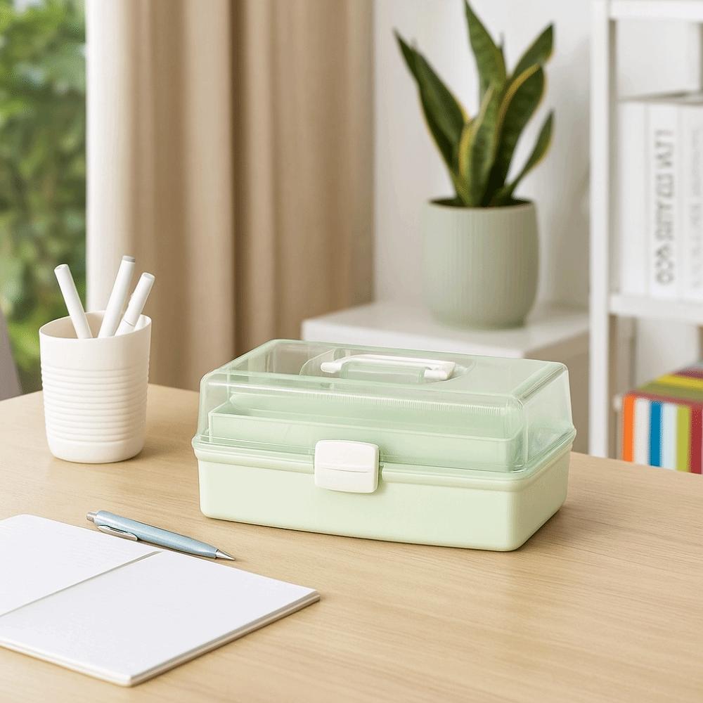 Plastic Multipurpose Storage Box Clear Art Craft Organizer Utility Box 3 Layer Storage Box Home
