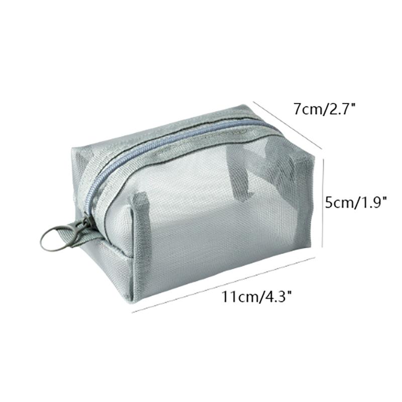 Multipurpose Breathable Square Mesh Storage Pouch Lightweight Mini Wash Bag Mini Zipper Coin Purse Large Capacity Coin Purse