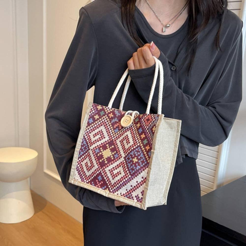 Ручная сумка для покупок, сумка для подмышек, модная льняная сумка-тоут для женщин