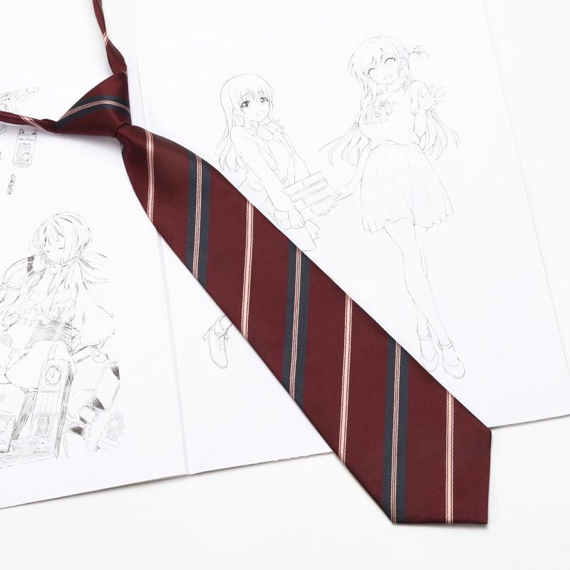 Женская рубашка JK Academy, не требующая глажки, в красную/коричневую полоску, с синим галстуком ручной работы кофейного цвета