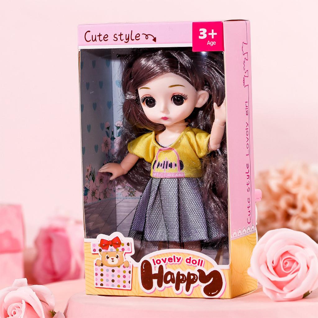 Симпатичная кукла BJD с 13 суставами, 16 см, 1/12, платье и обувь, игрушка для девочек, подарок A