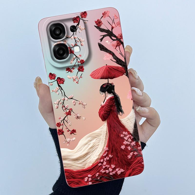 Чехол для Oppo A6 Pro 5G 4G Модный Минимализм Масляная Живопись Цветочный Силиконовый Мягкий Корпус Телефона Новый Дизайн Ударопрочная Задняя Крышка