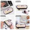 School Pencil Case Printed Durable 300D Polyester Smooth Zipper with Mesh Pocket Removable Divider and Pen Slots for Students