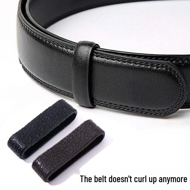 Men's Cowhide Leather Belt with Buckle Loop and Tail End Fixing Ring