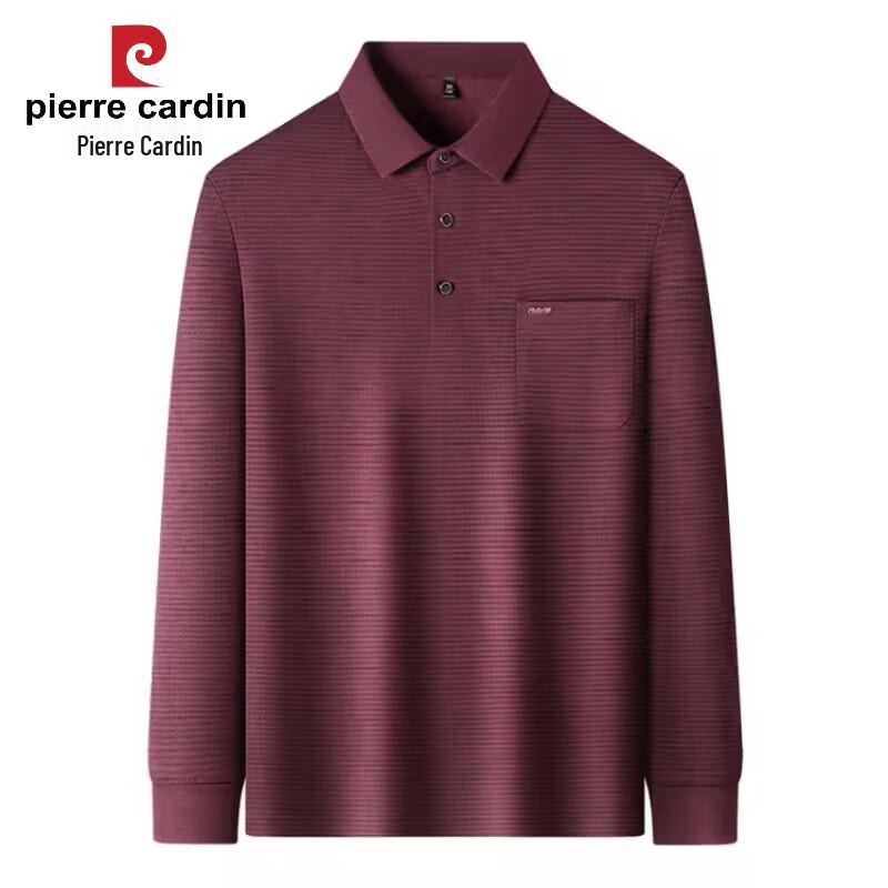 Pierre Cardin Men's Striped Collar Long Sleeve Polo T-Shirt